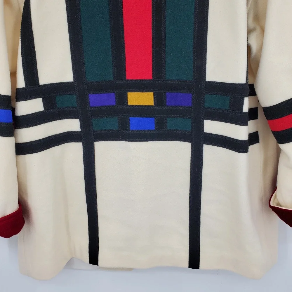 International Scene Vintage Mondrian Style Wool Jacket Colorblock Rainbow 12